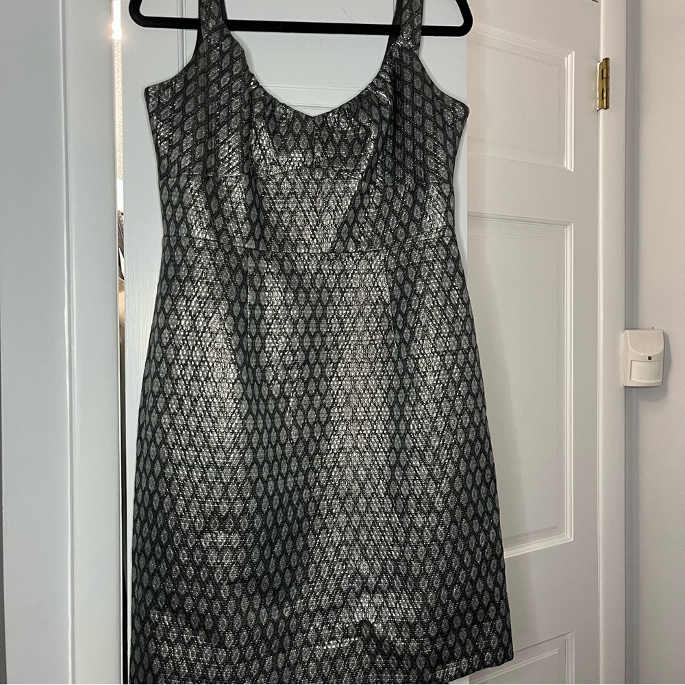 J. Crew Silver Sheath Cocktail Dress Sleeveless Scoop Neck